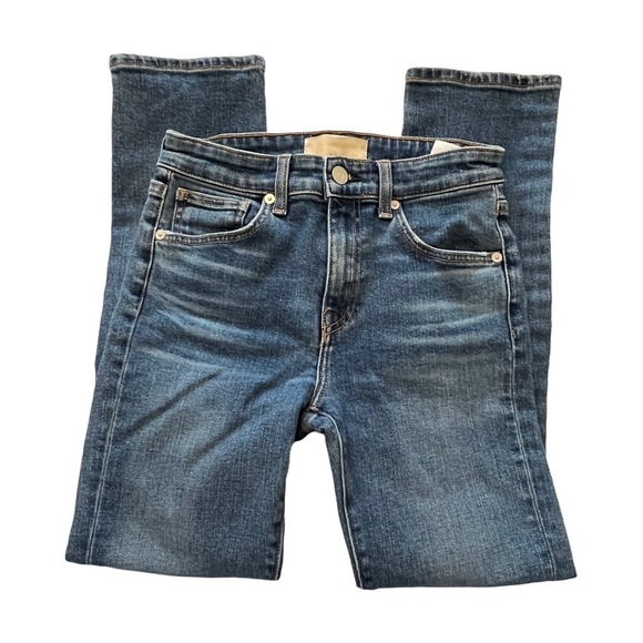 CQY Jeans Japanese Denim Mid Rise Straight Leg Medium Wash Cropped Jeans 24 - Picture 9 of 16